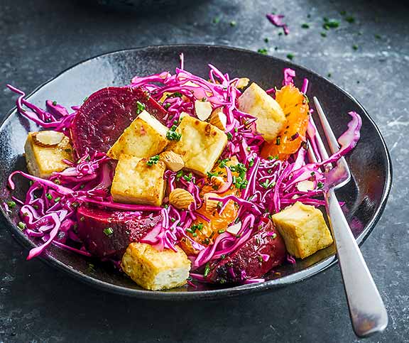 7. Salade betteraves-chou rouge et tofu